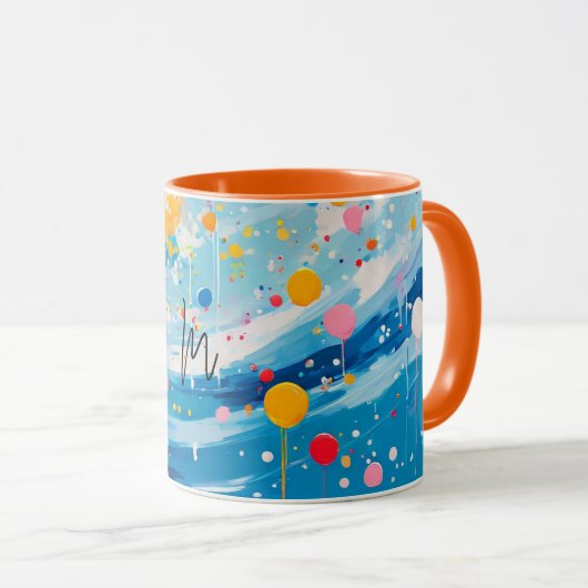 Kleurrijke Stippen druipt Spletters Mok (Voorkant rechts)