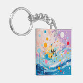 Kleurrijke Stippen druipt Spletters Sleutelhanger (Voorkant Links)