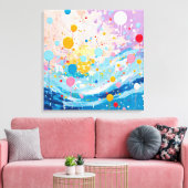 Kleurrijke Stippen Druppels Spetters Canvas Afdruk (Insitu (Woonkamer))