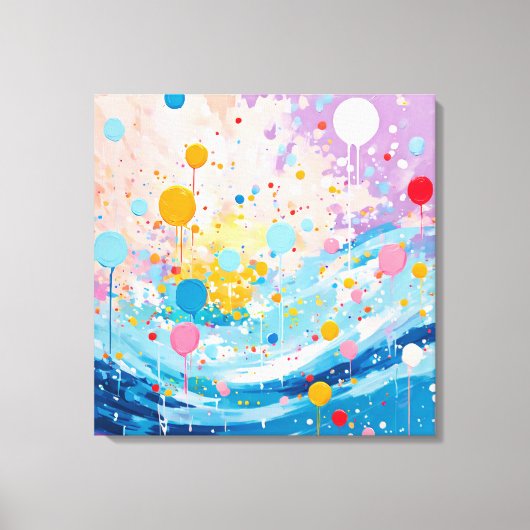 Kleurrijke Stippen Druppels Spetters Canvas Afdruk (Voorkant)