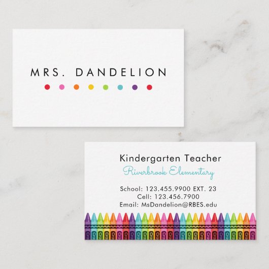 Kleurrijke Stippen Elementaire school leraar Visitekaartje (Voorkant / Achterkant)