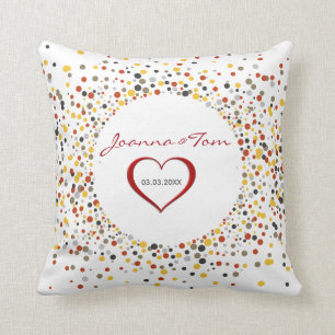 Kleurrijke Stippen en rood hart Kussen