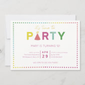 Kleurrijke Stippen Feesthoed Feest Uitnodiging (Voorkant)