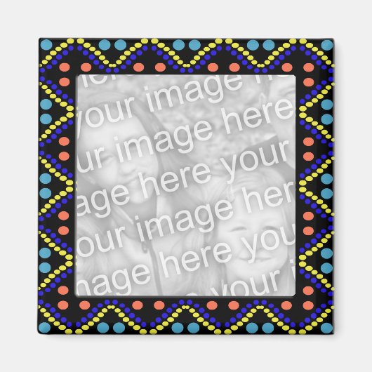 Kleurrijke stippen fotoframe magneet (Voorkant)