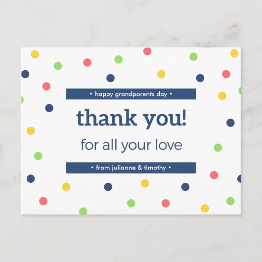 Kleurrijke Stippen Gelukkige grootouders Dag Dank  Feestdagenkaart (Voorkant)