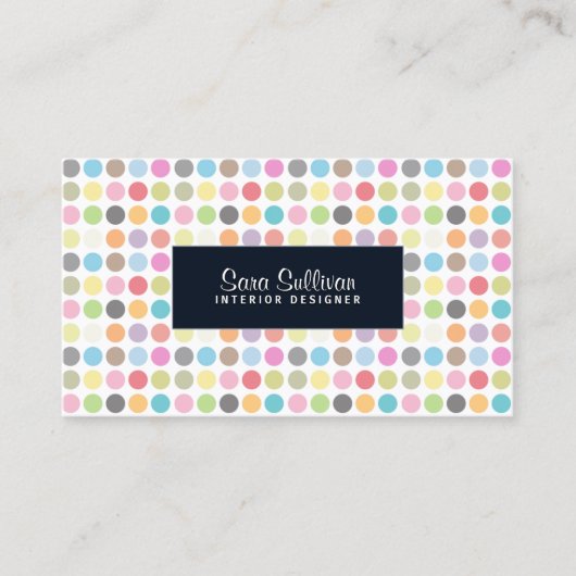 Kleurrijke Stippen Interieur Designer Visitekaartj Visitekaartje (Voorkant)