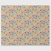 Kleurrijke Stippen Kunst op bijtende bruine kraft Cadeaupapier (Vlak)