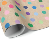 Kleurrijke Stippen Kunst op bijtende bruine kraft Cadeaupapier (Rol Hoek)