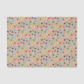 Kleurrijke Stippen Kunst op bijtende bruine kraft Tissuepapier (Voorkant)