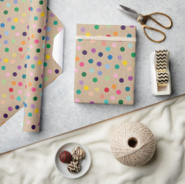 Kleurrijke Stippen Kunst Op Rustieke Nep Bruine Kr Cadeaupapier