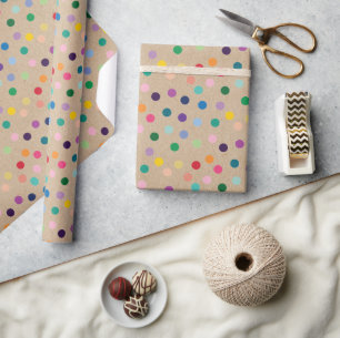 Kleurrijke Stippen Kunst Op Rustieke Nep Bruine Kr Cadeaupapier