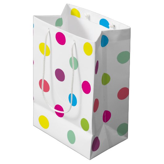 Kleurrijke Stippen  Medium Cadeauzakje (Voorkant Gekanteld)