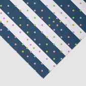 Kleurrijke Stippen met een blauw & wit bandpatroon Tissuepapier (Detail)