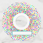 Kleurrijke Stippen met naamaandoek Wijnglaslabel (Achterkant)