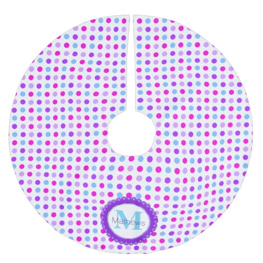 Kleurrijke Stippen Monogram Boomkleed Kerstboom Rok (Voorkant)
