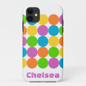 Kleurrijke Stippen Naam 1980s Stijl iPhone Case (Achterkant)