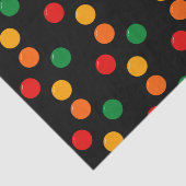 Kleurrijke Stippen op Black Retro Mid Century Mode Tissuepapier (Detail)