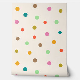 Kleurrijke Stippen Pattern Beige Wallpaper Behang