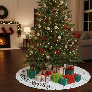 Kleurrijke stippen personaliseren fleece kerstboom rok
