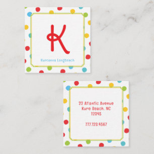 Kleurrijke Stippen Preppy Monogram Visitekaartje Informatiekaartje