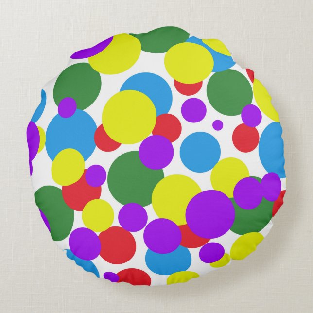 Kleurrijke stippen rond kussen (Achterkant)