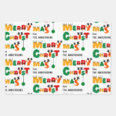 Kleurrijke Stippen & Strepen Patroon met Naam Kers Inpakpapier Vel (Voorkant)