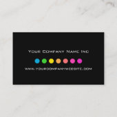 Kleurrijke Stippen tegen Black Corporate Chic Visitekaartje (Achterkant)