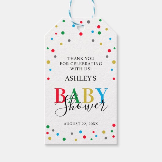 Kleurrijke Stippen Unisex Bedankjes Favor Cadeaulabel (Voorkant)