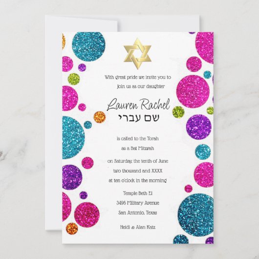 Kleurrijke Stippen van de glitterij op om het even Kaart (Voorkant)