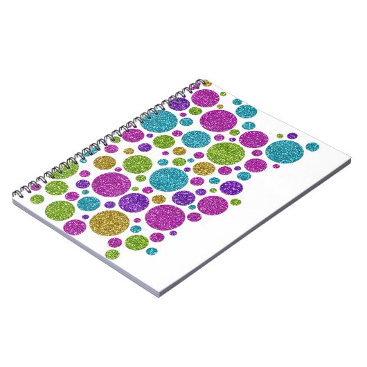 Kleurrijke Stippen van de glitterij op om het even Notitieboek (Linkerzijde)