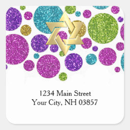 Kleurrijke Stippen van de Glittery op om het even Vierkante Sticker