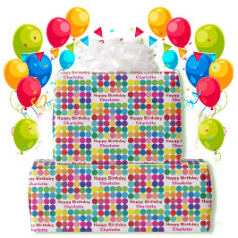 Kleurrijke Stippen Voeg ontvangers Naam Happy Birt Cadeaupapier