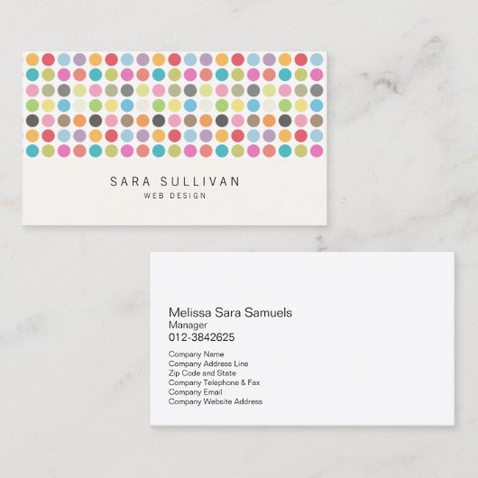 Kleurrijke Stippen Web Design Visitekaartje (Voorkant / Achterkant)