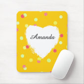 kleurrijke stippen & witte hartvorm op maat muismat (Met muis)