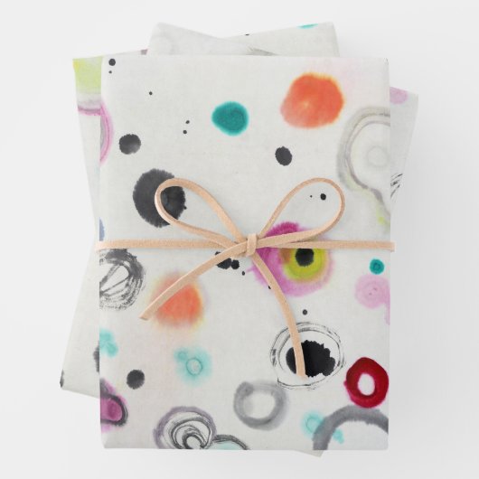 Kleurrijke Stippen Wrapping Paper Flat Sheet Set v (In situ)