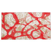 Kleurrijke stof ontwerp met een rode en gouden pa kussensloop (Voorkant-Rechts)