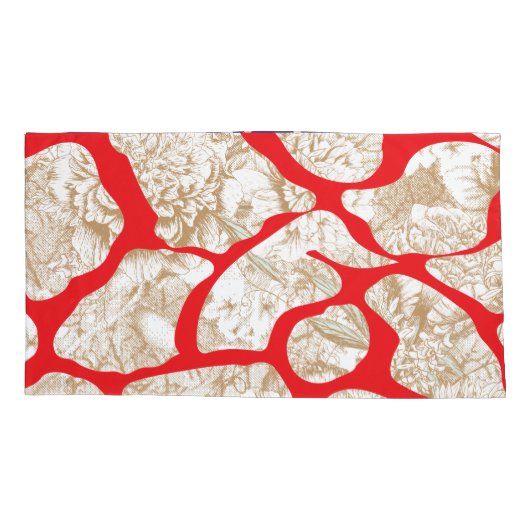 Kleurrijke stof ontwerp met een rode en gouden pa kussensloop (Achterkant-Links)