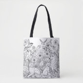 Kleurrijke Stof Potlood Art op Kleuren Tote Bag (Voorkant)