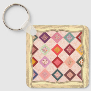 Kleurrijke Stoffen Patroon Sleutelhanger