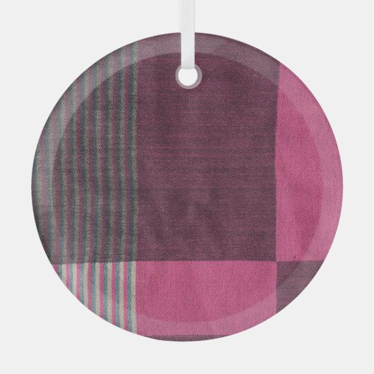 Kleurrijke Stoffenoppervlakte: Hoogste Uitzicht. Glas Ornament (Voorkant)