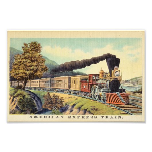 Kleurrijke Stoomtrein Kunst, Briefkaart Foto Afdruk (Voorkant)