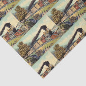 Kleurrijke  Stoomtrein Kunst, Briefkaart Pattern Tissuepapier (Detail)