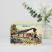 Kleurrijke  Stoomtrein Kunst, Naam, Bericht Briefkaart (Staand voorkant)