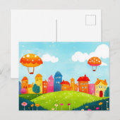 Kleurrijke Storybook Village Briefkaart (Voorkant / Achterkant)