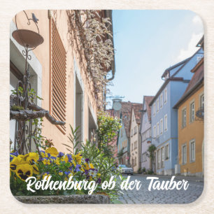 Kleurrijke straat in Rothenburg ob der Tauber Kartonnen Onderzetters