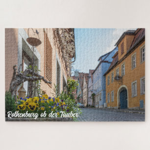 Kleurrijke straat in Rothenburg ob der Tauber Legpuzzel
