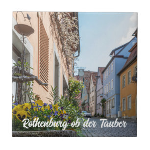 Kleurrijke straat in Rothenburg ob der Tauber Tegeltje