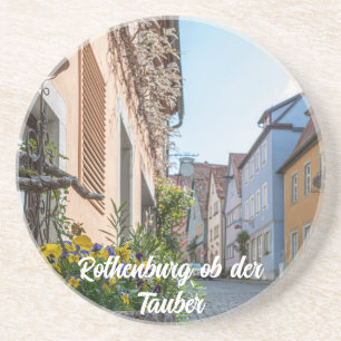 Kleurrijke straat in Rothenburg ob der Tauber Zandsteen Onderzetter