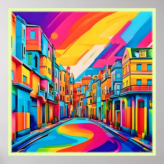 Kleurrijke Straat Vibes Poster (Voorkant)