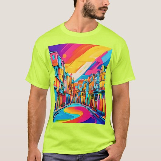 Kleurrijke Straat Vibes T-shirt (Voorkant)